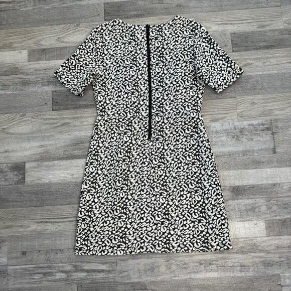 H&M Black White Animal Print Short Sleeve Dress Size 14 Knee Length M19 - Picture 6 of 6